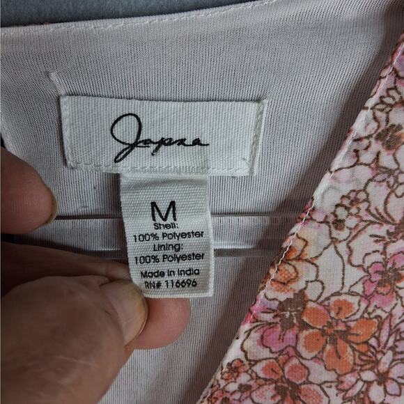 Japna Dress Women's Medium Long Sleeves V-Neck Pink Feminine Layered Boho - Picture 5 of 13